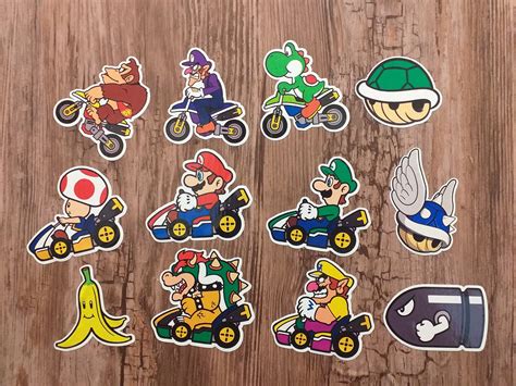 Super Mario Mario Kart Sticker Pack of 12. Water Bottle | Etsy