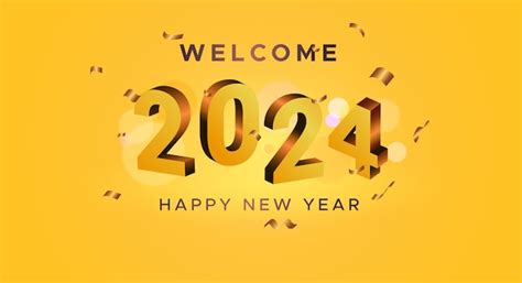 Premium Vector | Welcome 2024 isometric 2024 new year celebration 3d happy new year greeting ...