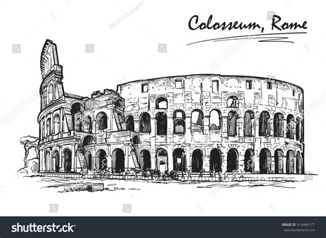 Roman Colosseum Travel Sketchbook Illustration Architectural Stock Vector (Royalty Free ...