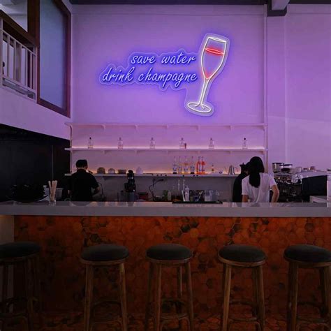 Save water drink champagne neon sign