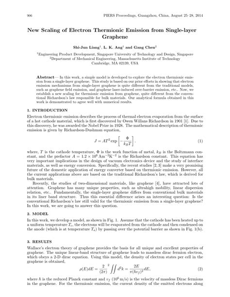 (PDF) New scaling of electron thermionic emission from single-layer graphene