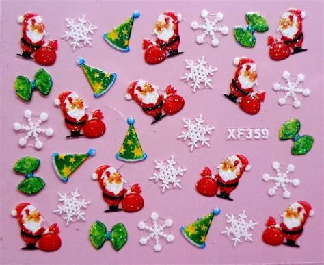 2 Sheet XF Christmas nail stickers nail stickers nail stickers 3D nail ...