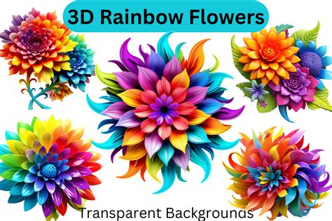 12 3D Rainbow Flowers Graphic by Imagination Station · Creative Fabrica