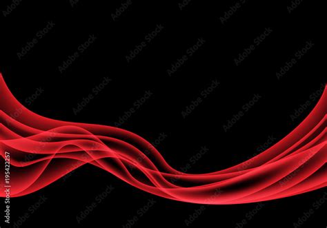 Abstract red wave smooth smoke on black design modern background vector ...