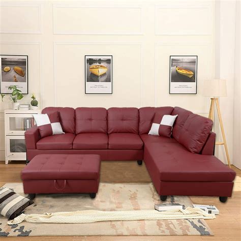 Modern Red Leather Sectional Sofa | Cabinets Matttroy