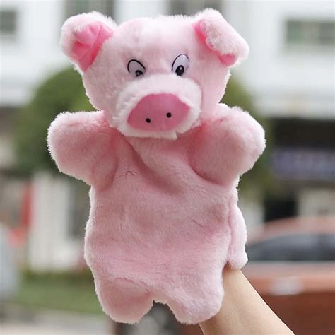 26 CM Large Hand Puppets for Kids Cute Pink Pig Pretend Playing ...