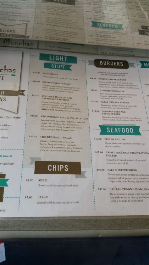 Menu at Shelly Beach Surf Club, Shelly Beach