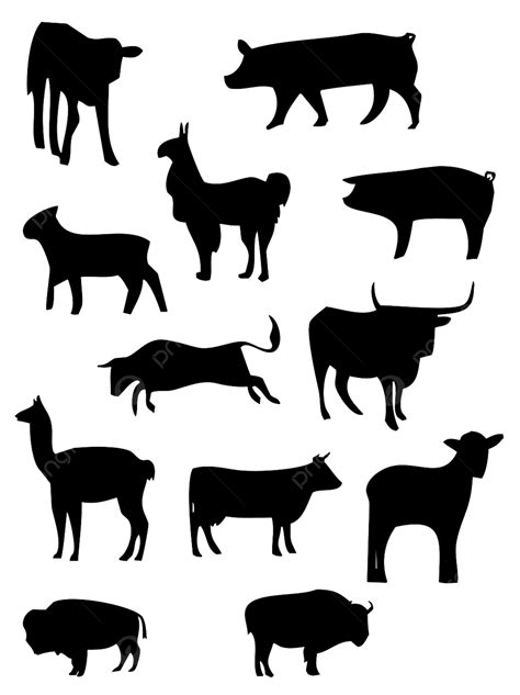 Cattle Silhouette PNG Transparent, Silhouette Vector Of Cattle, Alpaca ...