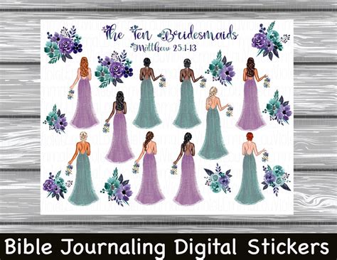 Parable of the Ten Bridesmaids Bible Journaling Printable Sticker Sheet ...