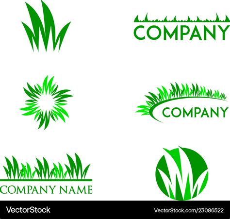 Set of grass logo design template Royalty Free Vector Image