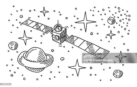 Satellite Space Stars Planet Drawing High-Res Vector Graphic - Getty Images