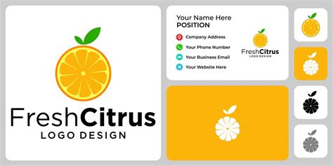 Citrus fruit logo design with business card template. 5970963 Vector ...