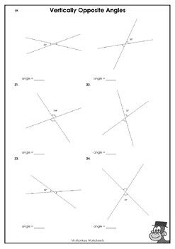 Vertically Opposite Angles Worksheets by Mr Monkey | TPT