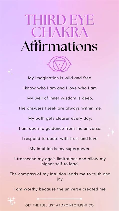 40 Third Eye Chakra Affirmations (Strengthen Your Intuition) - A Point of Light | Chakra ...