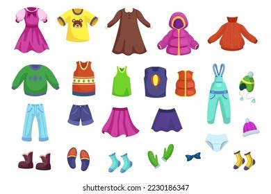 Children Clothes Different Seasons Vector Illustrations Stock Vector (Royalty Free) 2230186347 ...