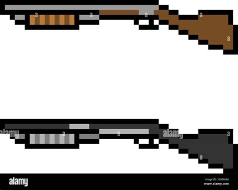 vector pixel art shotgun isolated Stock Vector Image & Art - Alamy