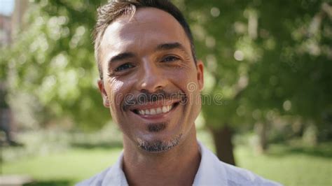 Portrait Hispanic Businessman Smiling Camera at Green City. Man Face Posing Stock Footage ...