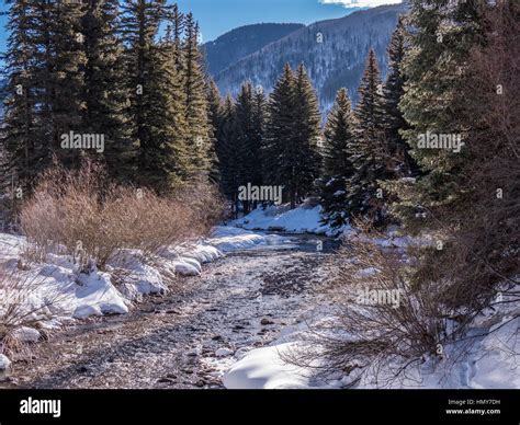 Gore Creek, Vail Village, winter, Vail Ski Resort, Vail, Colorado Stock ...