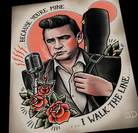 Image of Johnny Cash Tattoo Flash Art Print by Quyen Dinh | Johnny cash ...