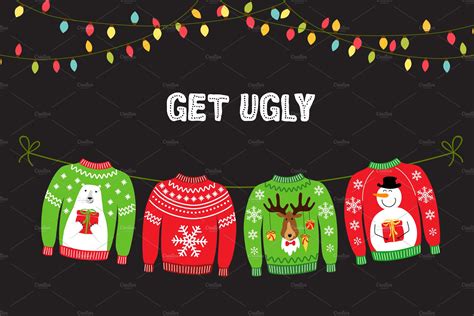 Ugly Sweater Christmas Party | Custom-Designed Illustrations ~ Creative ...