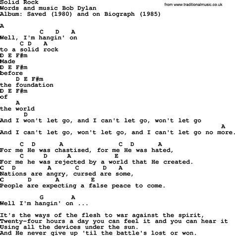 Bob Dylan song - Solid Rock, lyrics and chords