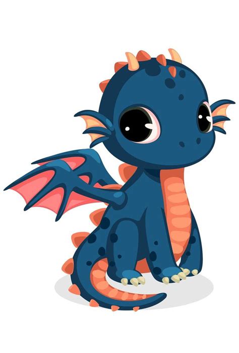 Cute dark blue baby dragon cartoon 1265675 Vector Art at Vecteezy