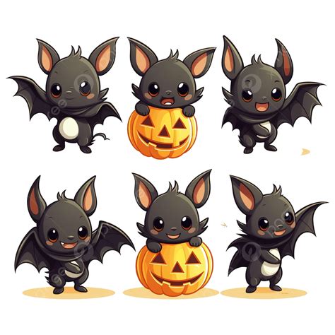 Cute Bats Cartoon Halloween Mascot, Halloween Clipart, Cute Clipart, Cartoon Clipart PNG ...