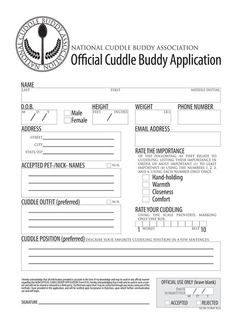 Cuddle Buddy Application - Fill Online, Printable, Fillable, Blank | pdfFiller