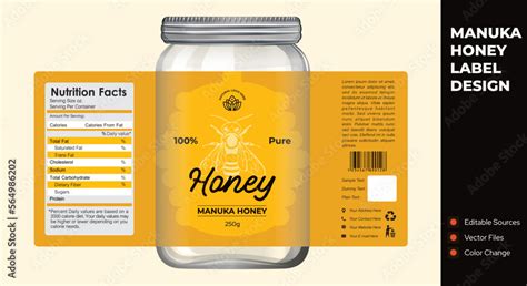 Manuka Honey label design jar packaging design black and gold honey label creative label organic ...