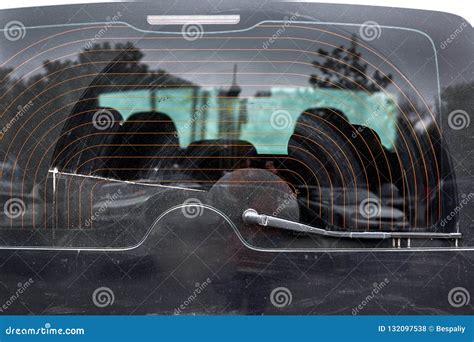 The dirty car rear window. stock photo. Image of auto - 132097538