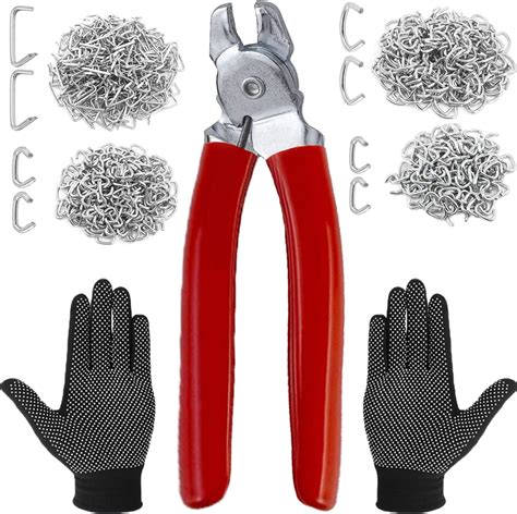 480Pcs 3/4" 1/2" 3/8" 1" Galvanized Hog Rings with Bent Hog Ring Pliers ...