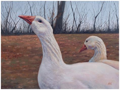 White Embden Geese Goose Realistic Fine Art Oil Painting Farm | Etsy