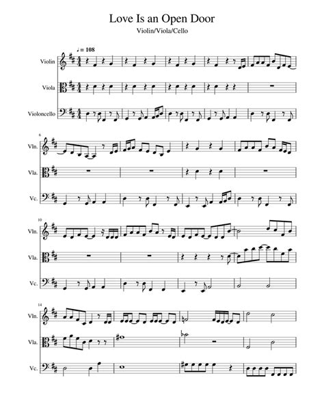 Love Is an Open Door Sheet music for Violin, Viola, Cello (String Trio ...