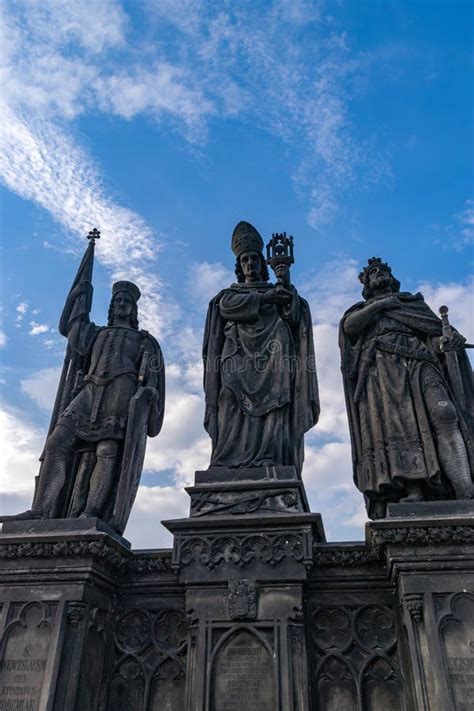 Three Statues on the Charles Bridge Stock Photo - Image of east ...