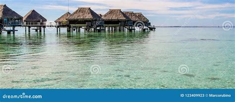 Overwater Bungalows, French Polynesia Stock Image - Image of reef ...