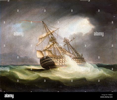 HMS Victory in a squall, painting by Thomas Buttersworth, before 1842 ...