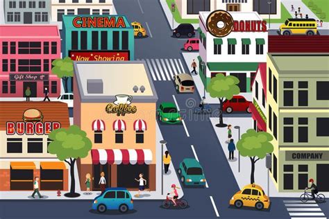 Busy city in the morning. A vector illustration of busy city in the morning , #Affiliate, # ...