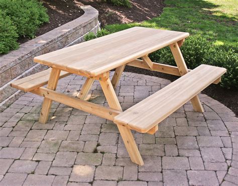 Red Cedar Picnic Table w/Attached Benches