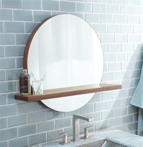 for Rectangular Bathroom Mirror with Wooden Shelf. from StoreName