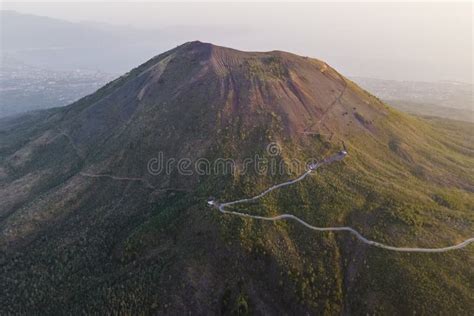 View of Mount Vesuvius Crater at Sunset, a Volcano in Naples, Campania, Italy Stock Image ...