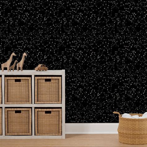 Constellations - black background Wallpaper | Spoonflower