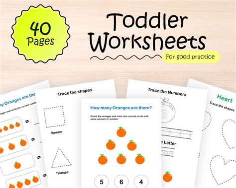 Toddler Worksheets (40 Printable Worksheets), Tracing Worksheets ...