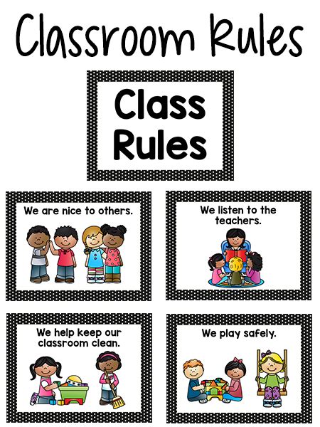 Classroom Rules Posters in Black & White Dot