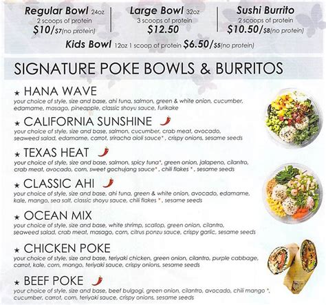 Hanaya Poke menu – SLC menu