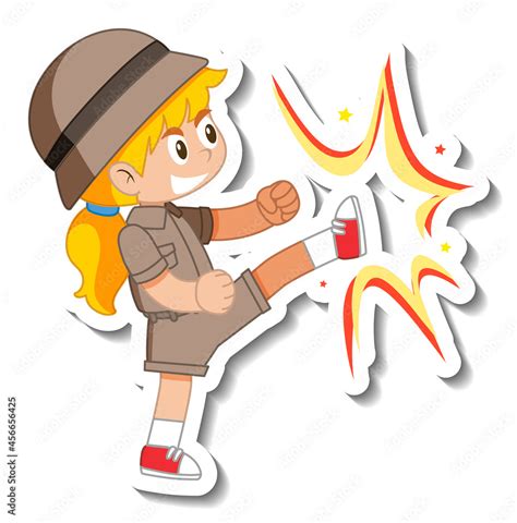 Little girl scout cartoon character sticker Stock Vector | Adobe Stock