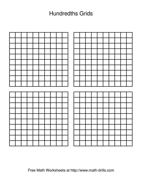 The Hundredths Grid Math Worksheet | Number sense worksheets, Math worksheet, Decimals worksheets