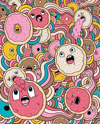 Donut Doodle Art Print by Chris Piascik | Society6 | Doodle art, Doodle ...