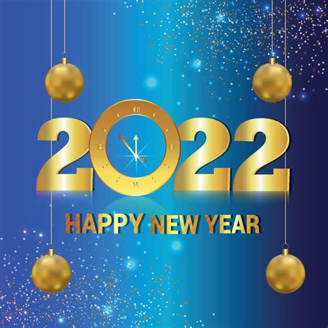 Happy new year 2022 invitation card with golden wall clock 2290415 Vector Art at Vecteezy