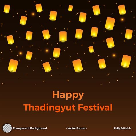 Premium Vector | Full moon day of thadingyut festival background with lanterns