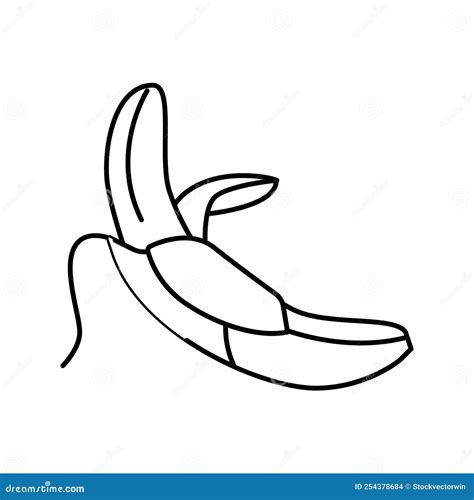 Banana Peel Line Icon Vector Illustration Stock Vector - Illustration ...